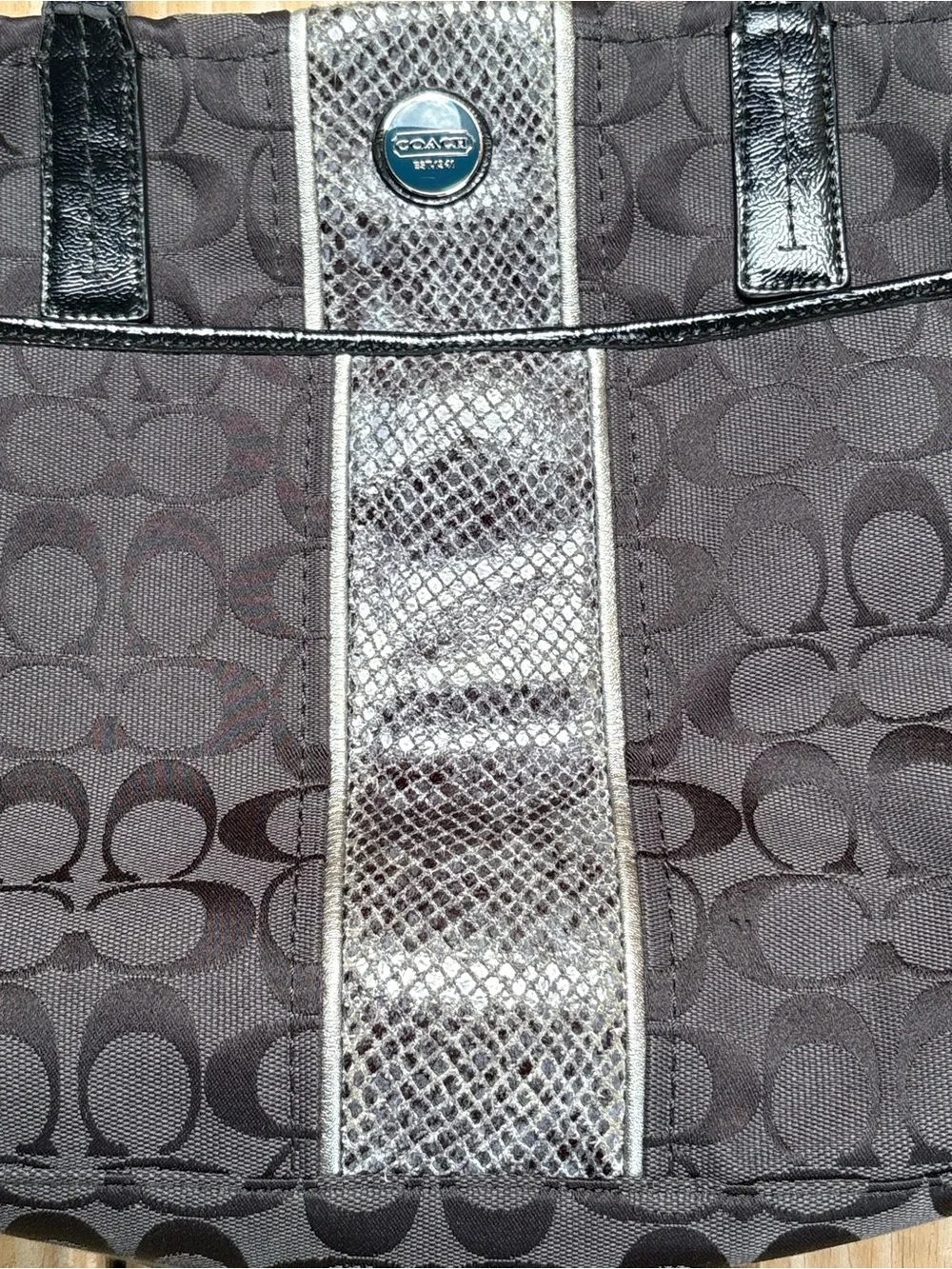 Coach Signature Python Stripe Black Purse